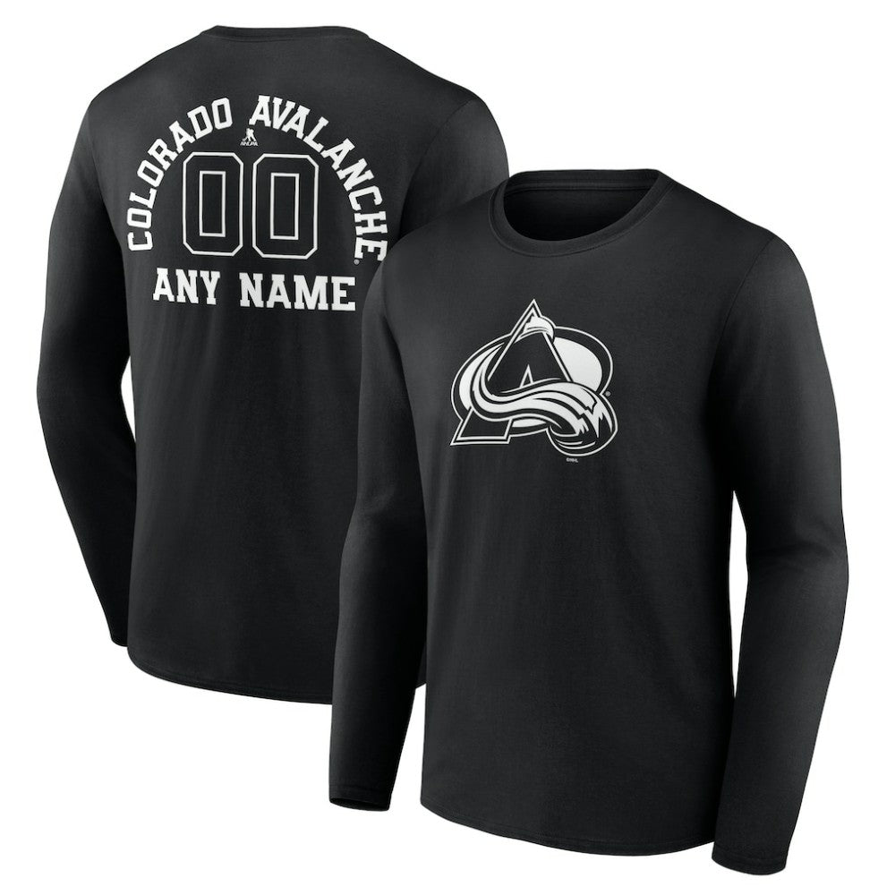 Colorado Avalanche Personalized Name & Number Monochrome Long Sleeve T-Shirt Black