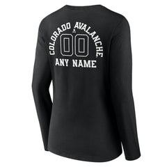 Colorado Avalanche Women's Personalized Name & Number Monochrome Long Sleeve V-Neck T-Shirt Black