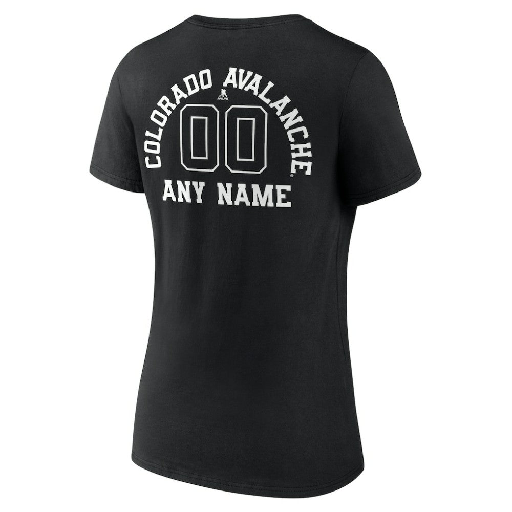 Colorado Avalanche Women's Personalized Name & Number Monochrome V-Neck T-Shirt Black