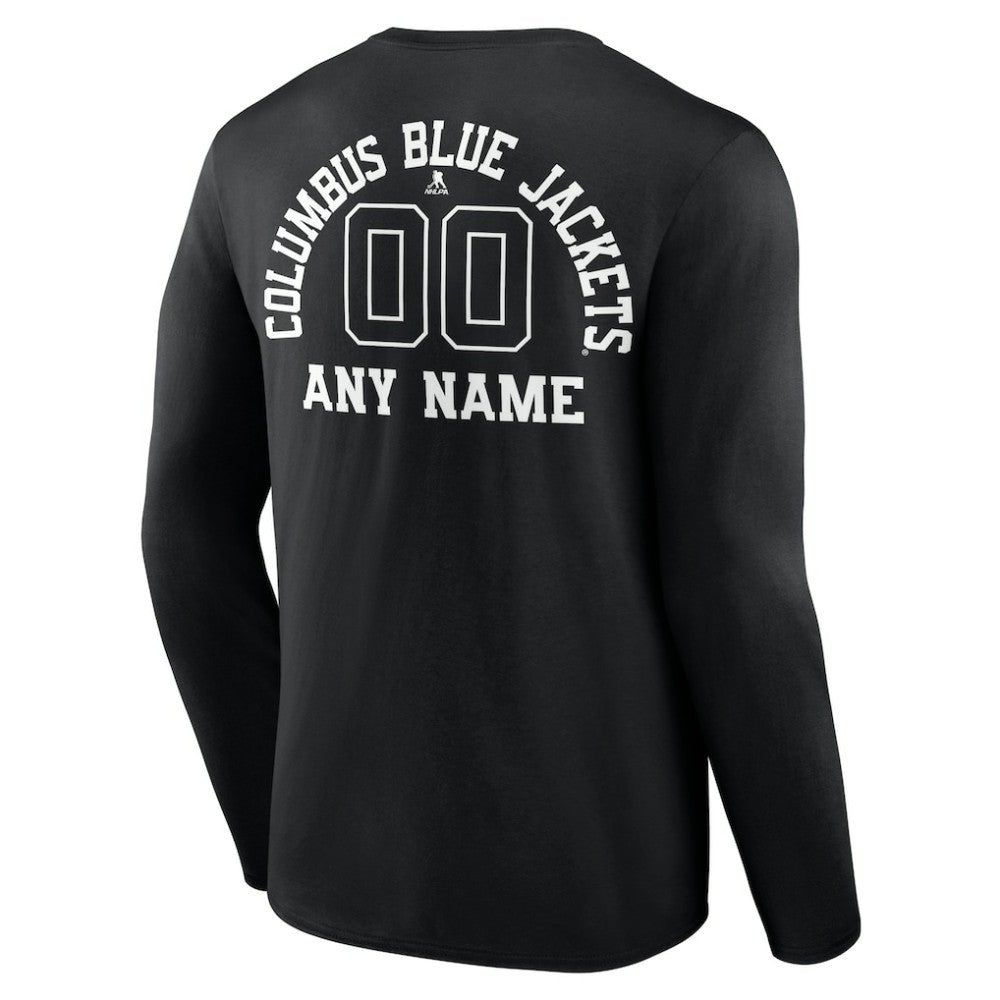 Columbus Blue Jackets Personalized Name & Number Monochrome Long Sleeve T-Shirt Black