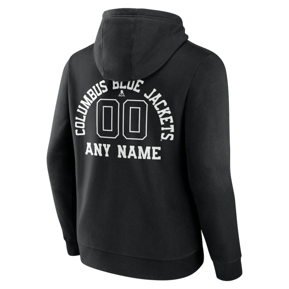 Columbus Blue Jackets Personalized Name & Number Monochrome Pullover Hoodie Black