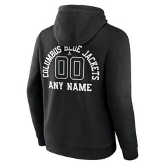 Columbus Blue Jackets Personalized Name & Number Monochrome Pullover Hoodie Black
