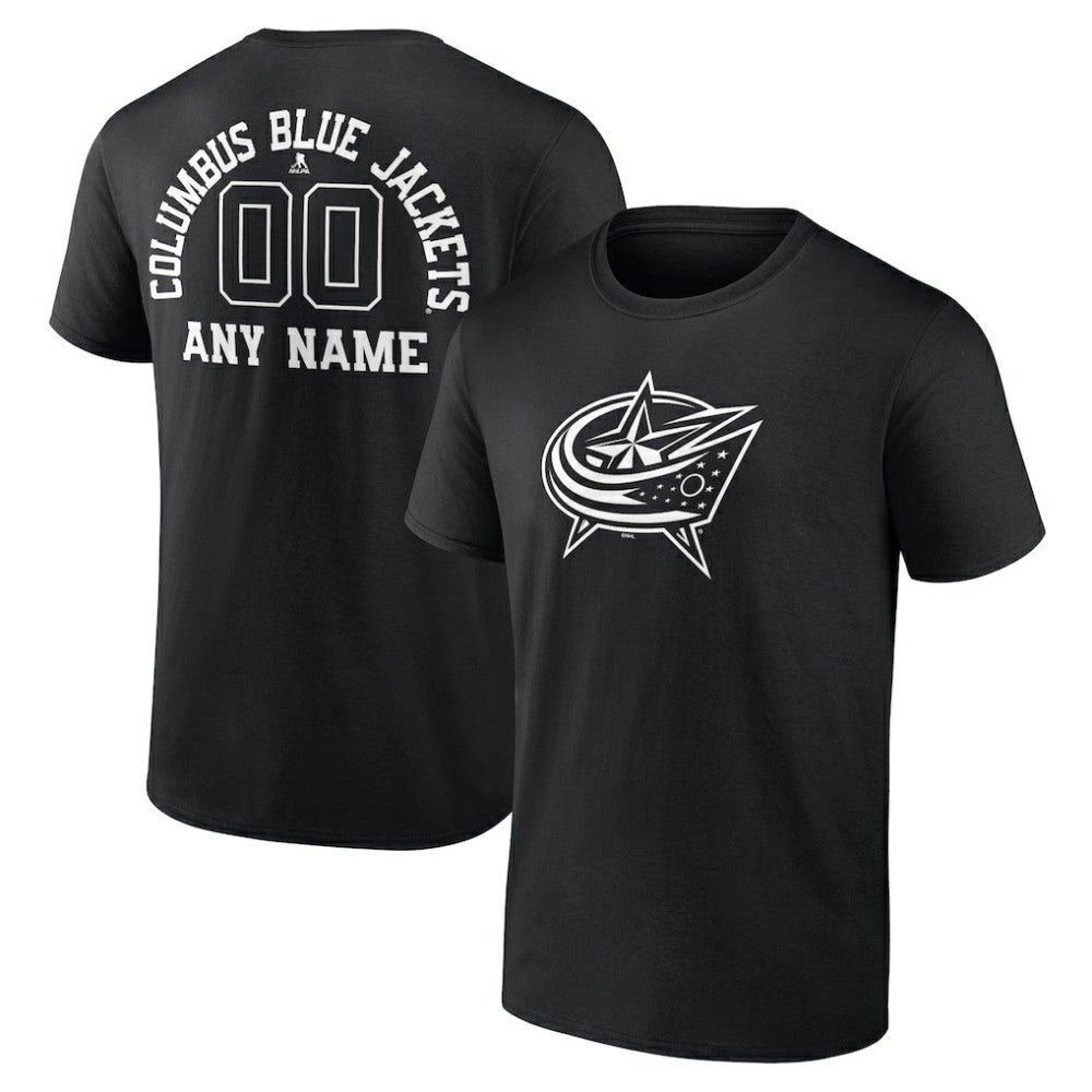 Columbus Blue Jackets Personalized Name & Number Monochrome T-Shirt Black