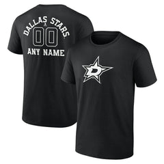 Dallas Stars Personalized Name & Number Monochrome T-Shirt Black
