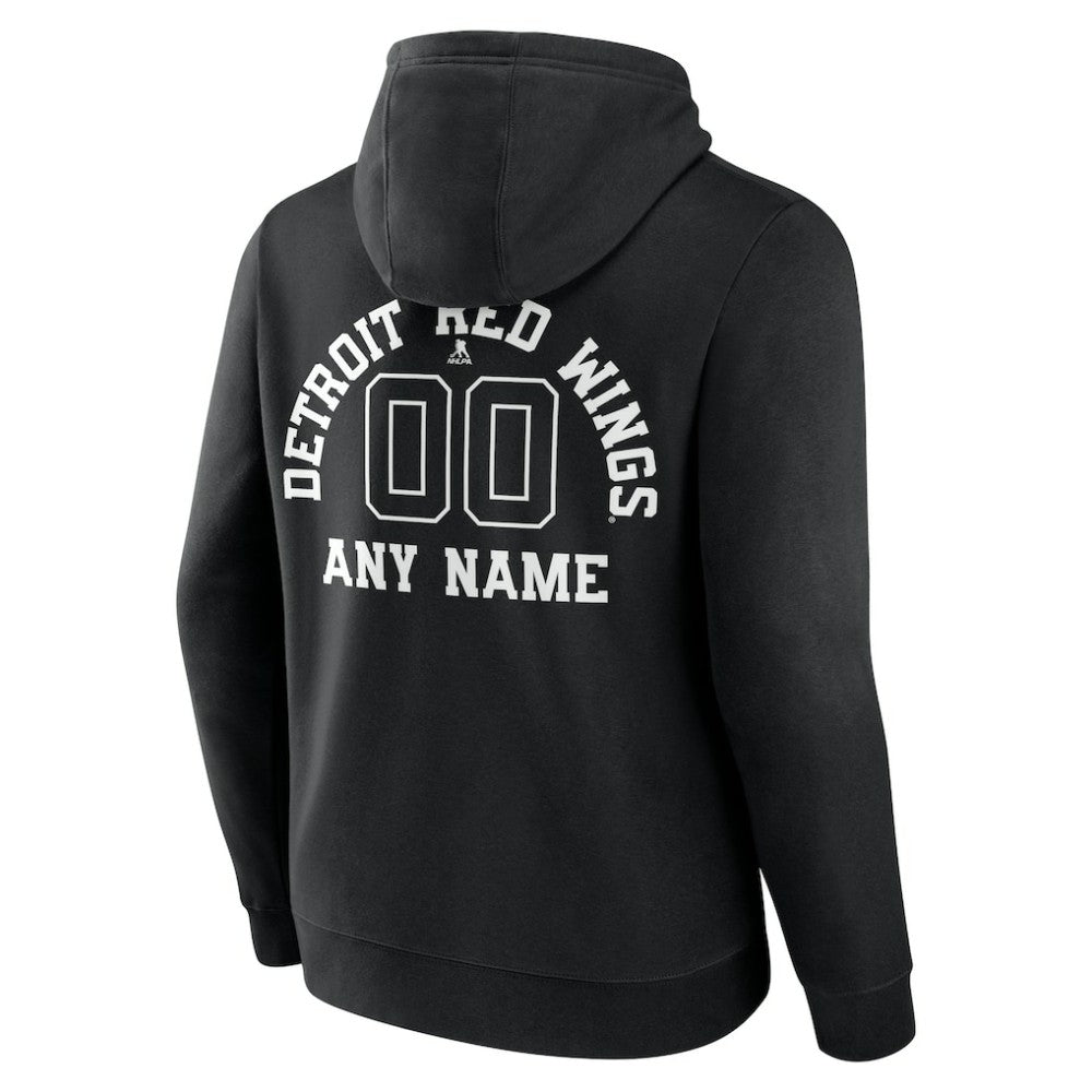 Detroit Red Wings Personalized Name & Number Monochrome Pullover Hoodie Black
