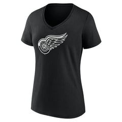 Detroit Red Wings Women's Personalized Name & Number Monochrome V-Neck T-Shirt Black