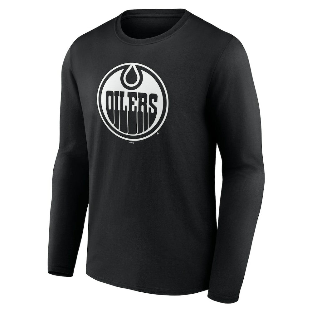 Edmonton Oilers Personalized Name & Number Monochrome Long Sleeve T-Shirt Black