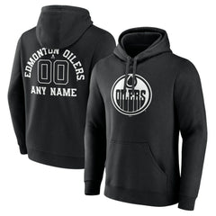 Edmonton Oilers Personalized Name & Number Monochrome Pullover Hoodie Black