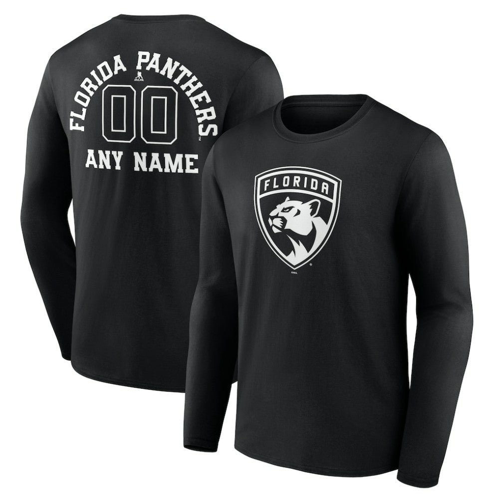 Florida Panthers Personalized Name & Number Monochrome Long Sleeve T-Shirt Black