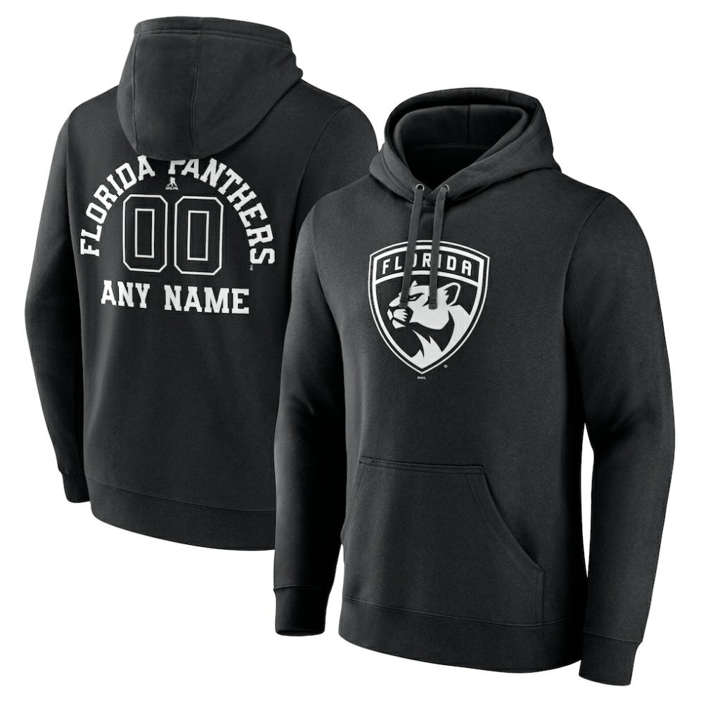 Florida Panthers Personalized Name & Number Monochrome Pullover Hoodie Black