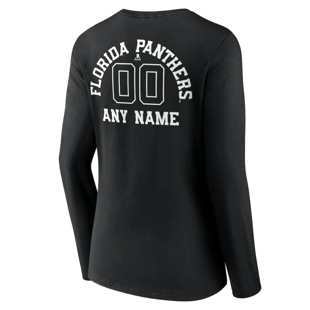 Florida Panthers Women's Personalized Name & Number Monochrome Long Sleeve V-Neck T-Shirt Black