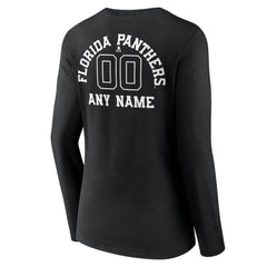 Florida Panthers Women's Personalized Name & Number Monochrome Long Sleeve V-Neck T-Shirt Black