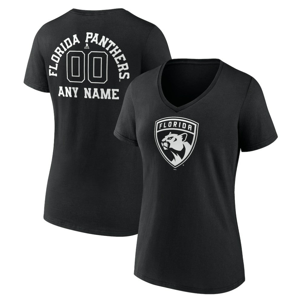 Florida Panthers Women's Personalized Name & Number Monochrome V-Neck T-Shirt Black