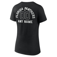 Florida Panthers Women's Personalized Name & Number Monochrome V-Neck T-Shirt Black