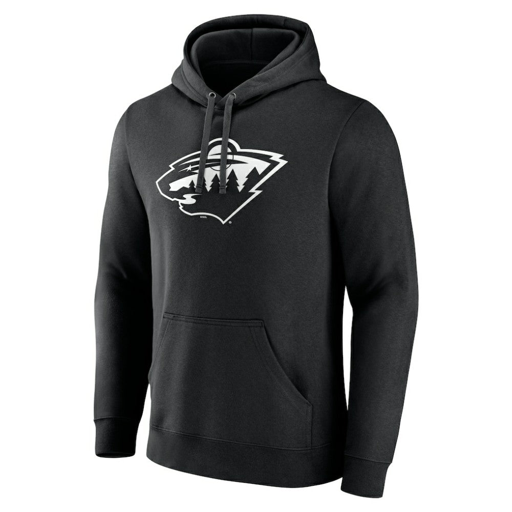 Minnesota Wild Personalized Name & Number Monochrome Pullover Hoodie Black