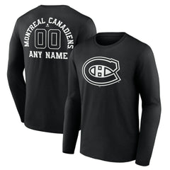 Montreal Canadiens Personalized Name & Number Monochrome Long Sleeve T-Shirt Black