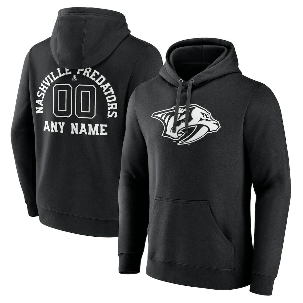 Nashville Predators Personalized Name & Number Monochrome Pullover Hoodie Black