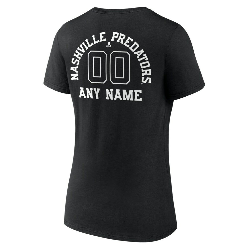 Nashville Predators Women's Personalized Name & Number Monochrome V-Neck T-Shirt Black