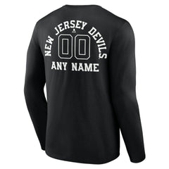 New Jersey Devils Personalized Name & Number Monochrome Long Sleeve T-Shirt Black