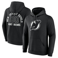 New Jersey Devils Personalized Name & Number Monochrome Pullover Hoodie Black