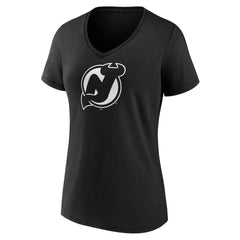 New Jersey Devils Women's Personalized Name & Number Monochrome V-Neck T-Shirt Black