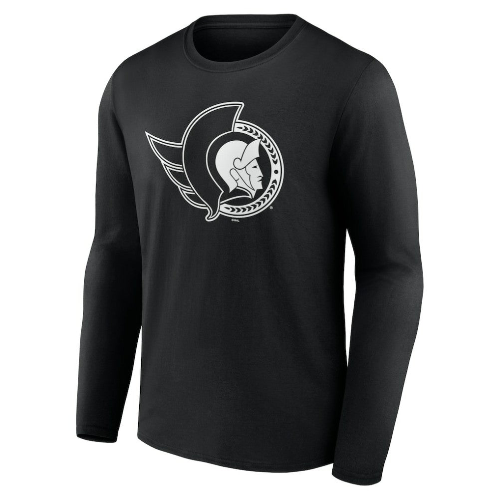 Ottawa Senators Personalized Name & Number Monochrome Long Sleeve T-Shirt Black
