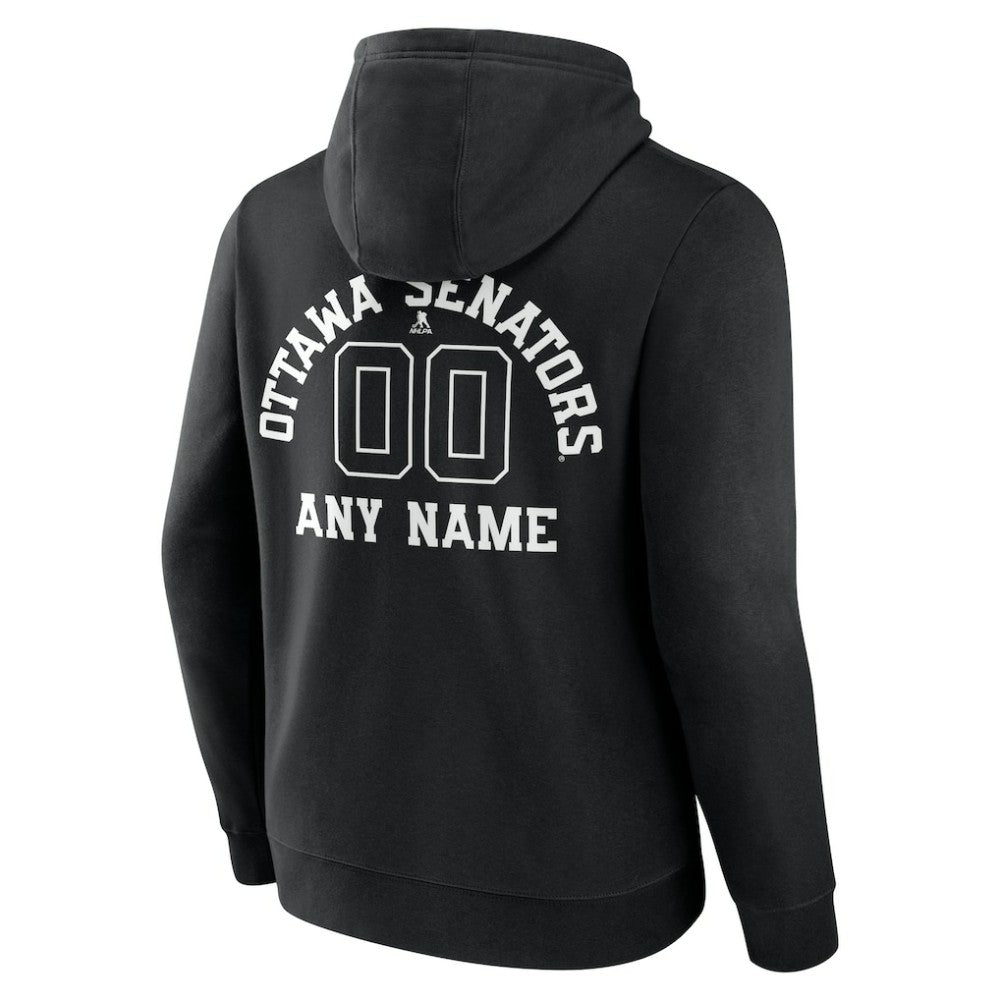 Ottawa Senators Personalized Name & Number Monochrome Pullover Hoodie Black