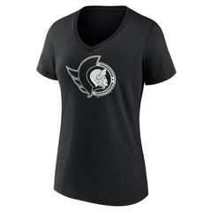 Ottawa Senators Women's Personalized Name & Number Monochrome V-Neck T-Shirt Black