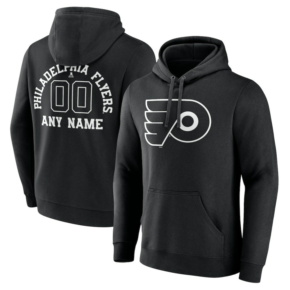 Philadelphia Flyers Personalized Name & Number Monochrome Pullover Hoodie Black