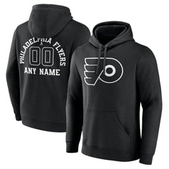 Philadelphia Flyers Personalized Name & Number Monochrome Pullover Hoodie Black