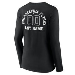 Philadelphia Flyers Women's Personalized Name & Number Monochrome Long Sleeve V-Neck T-Shirt Black