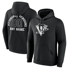 Pittsburgh Penguins Personalized Name & Number Monochrome Pullover Hoodie Black