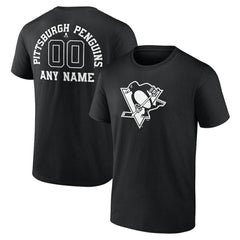 Pittsburgh Penguins Personalized Name & Number Monochrome T-Shirt Black