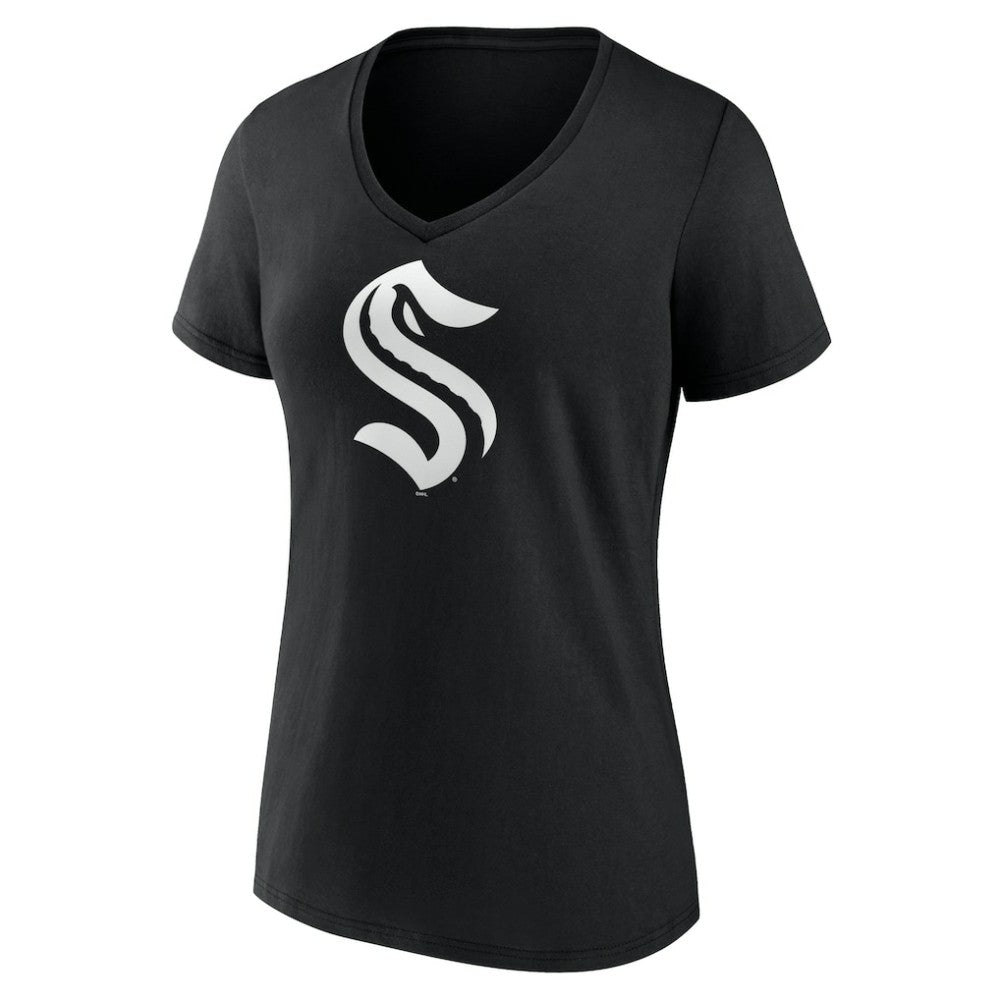 Seattle Kraken Women's Personalized Name & Number Monochrome V-Neck T-Shirt Black