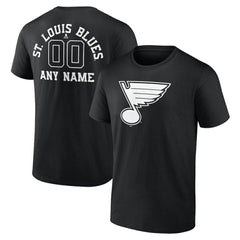 St. Louis Blues Personalized Name & Number Monochrome T-Shirt Black