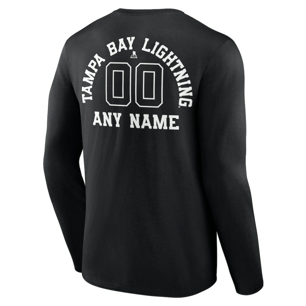 Tampa Bay Lightning Personalized Name & Number Monochrome Long Sleeve T-Shirt Black