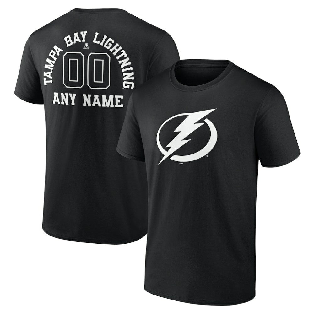 Tampa Bay Lightning Personalized Name & Number Monochrome T-Shirt Black
