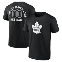 Toronto Maple Leafs Personalized Name & Number Monochrome T-Shirt Black