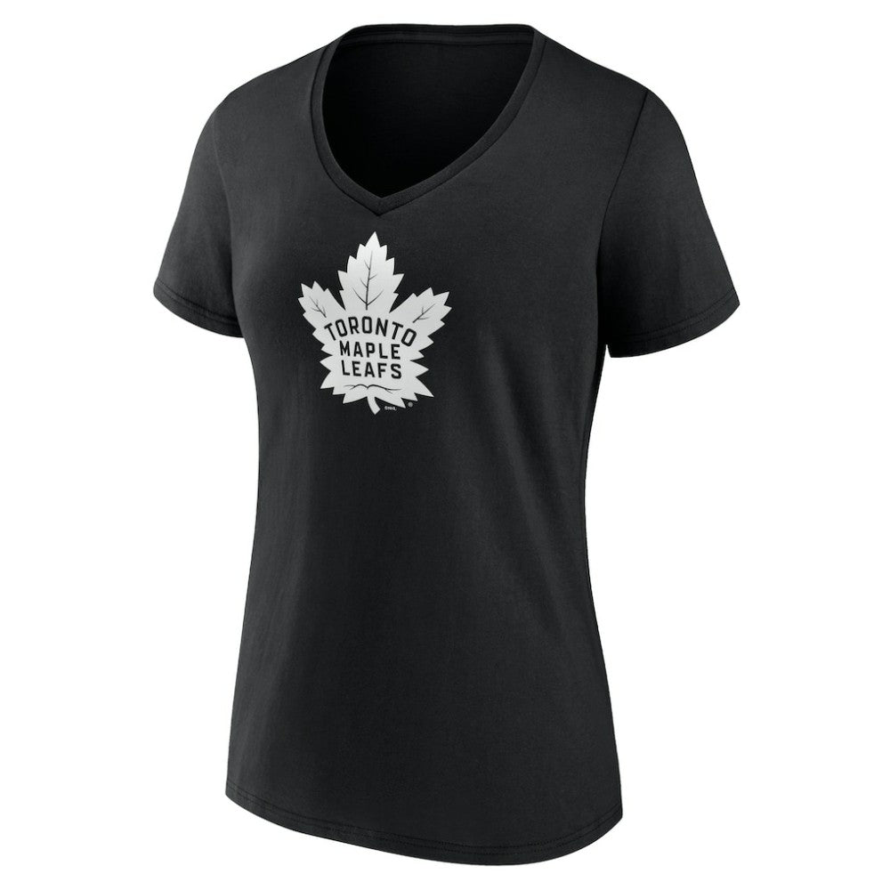 Toronto Maple Leafs Women's Personalized Name & Number Monochrome V-Neck T-Shirt Black