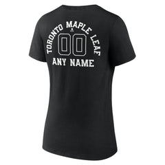 Toronto Maple Leafs Women's Personalized Name & Number Monochrome V-Neck T-Shirt Black