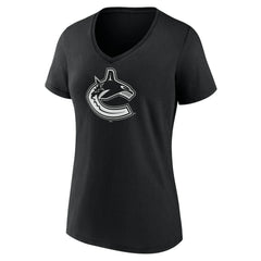 Vancouver Canucks Women's Personalized Name & Number Monochrome V-Neck T-Shirt Black