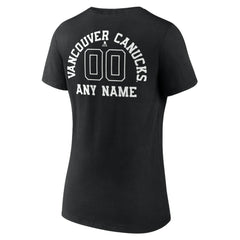 Vancouver Canucks Women's Personalized Name & Number Monochrome V-Neck T-Shirt Black