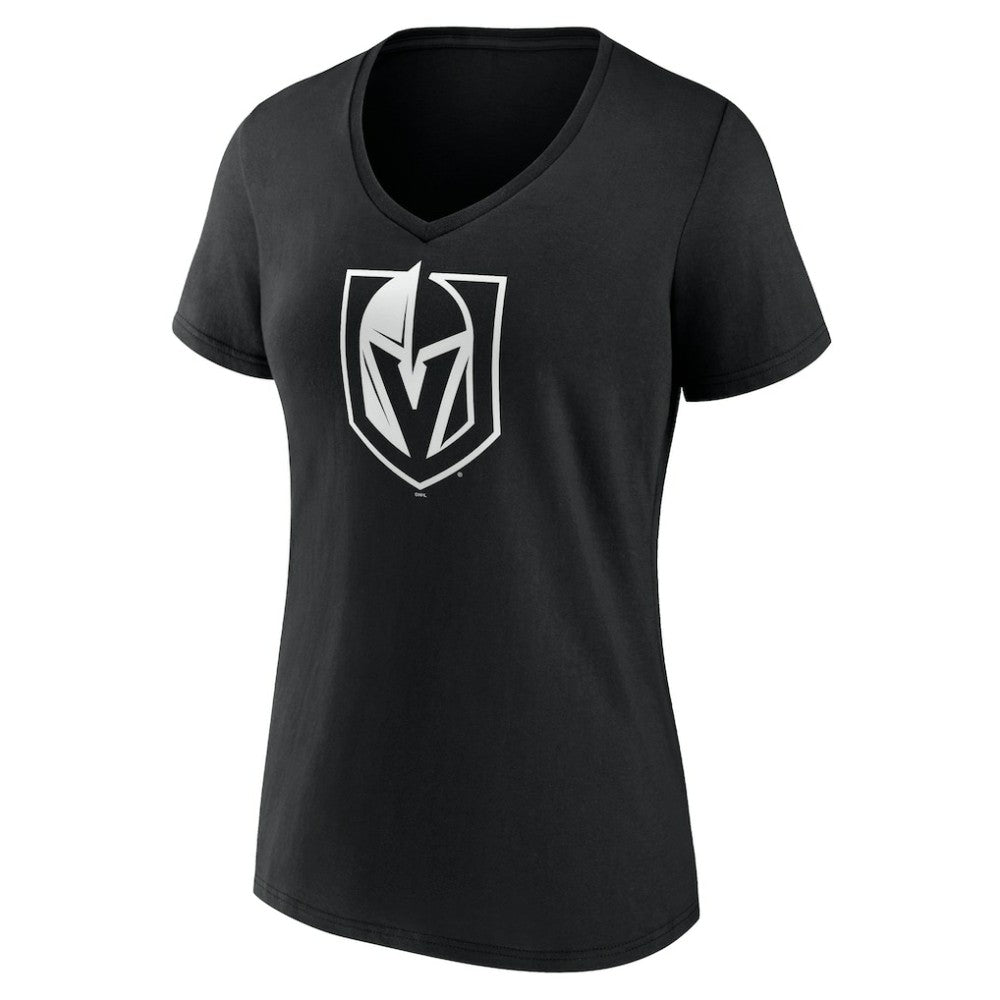 Vegas Golden Knights Women's Personalized Name & Number Monochrome V-Neck T-Shirt Black
