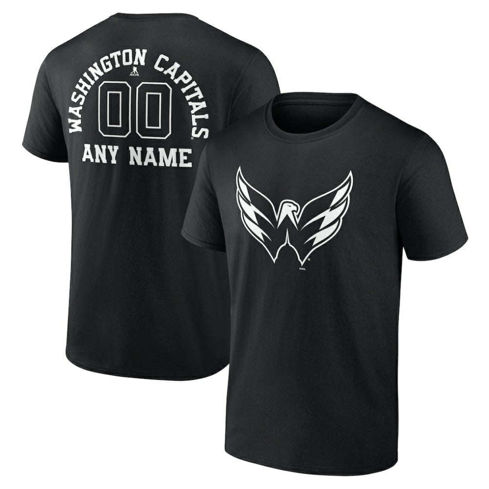 Washington Capitals Personalized Name & Number Monochrome T-Shirt Black