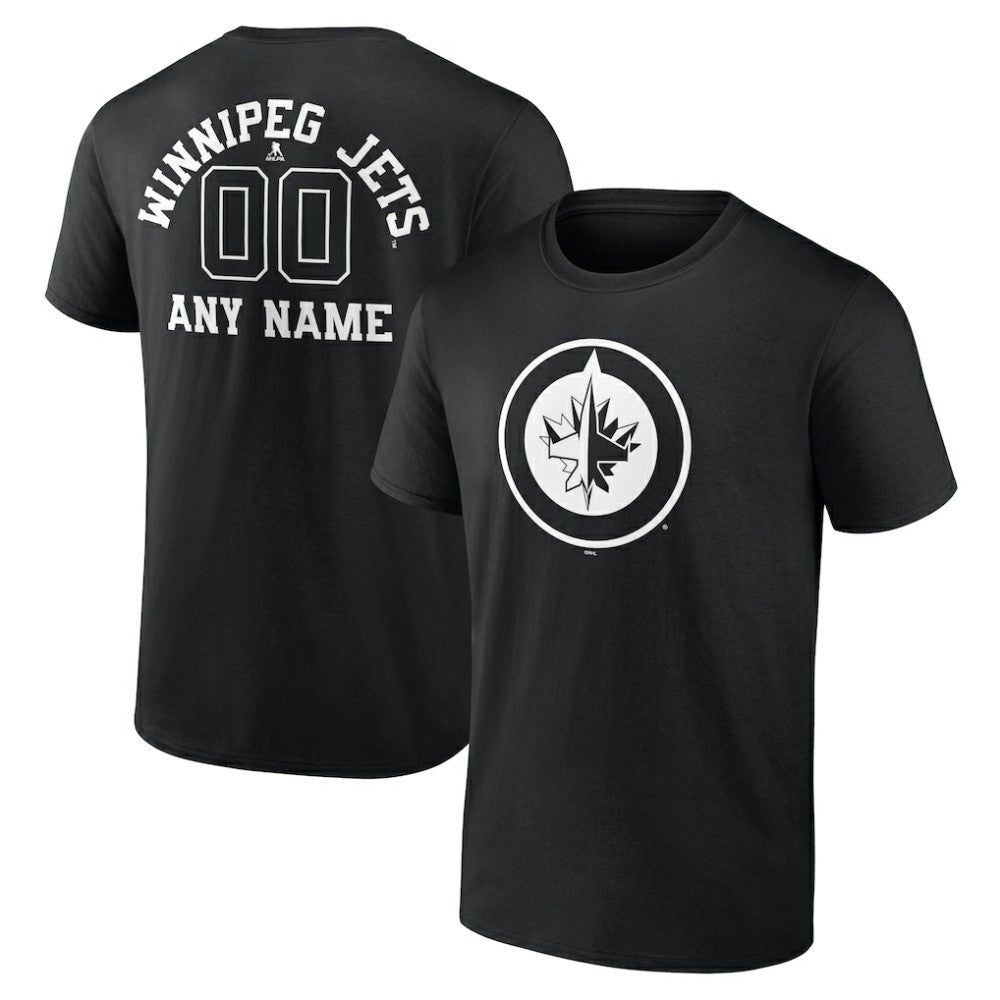 Winnipeg Jets Personalized Name & Number Monochrome T-Shirt Black