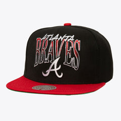 Atlanta Braves Rise Up Snapback Hat Black | Mitchell & Ness