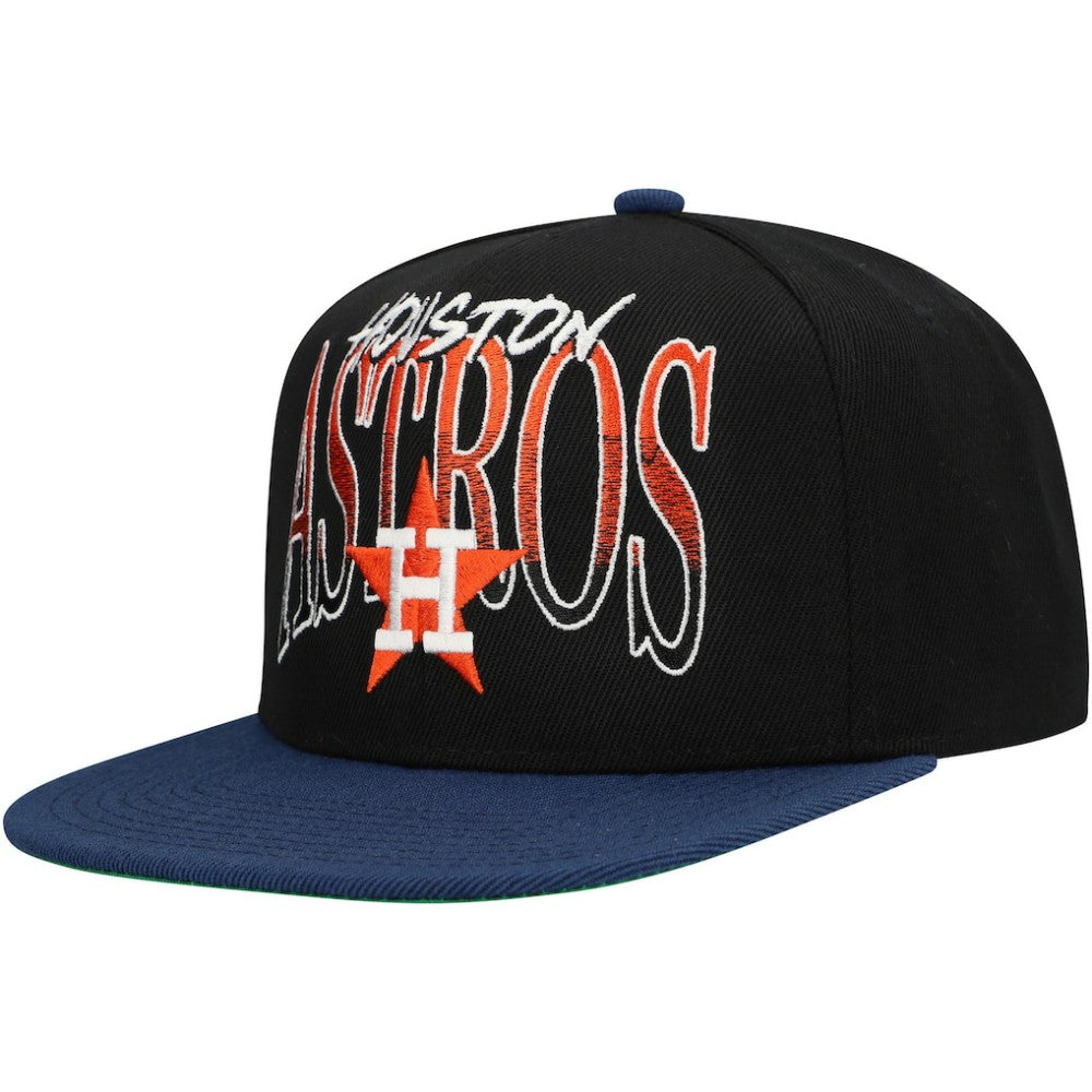 Houston Astros Rise Up Snapback Hat Black | Mitchell & Ness
