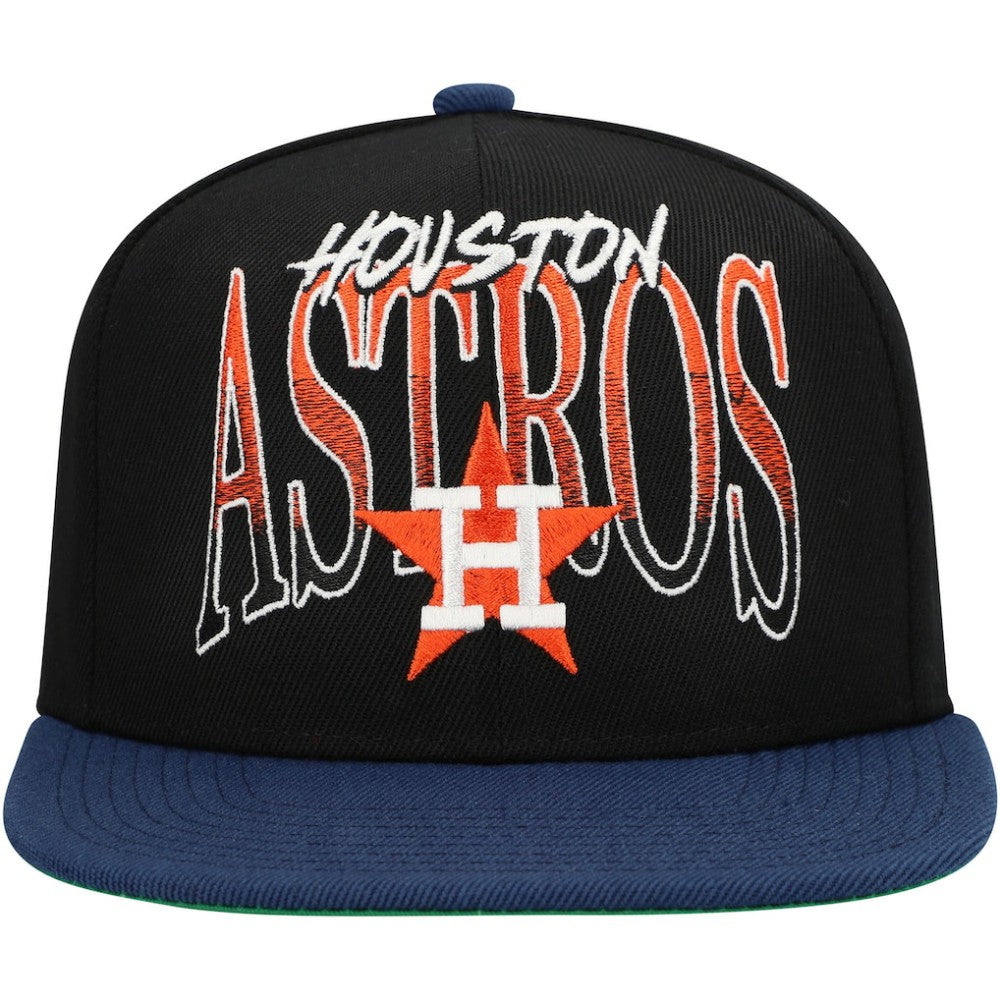 Houston Astros Rise Up Snapback Hat Black | Mitchell & Ness