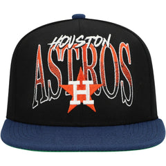 Houston Astros Rise Up Snapback Hat Black | Mitchell & Ness