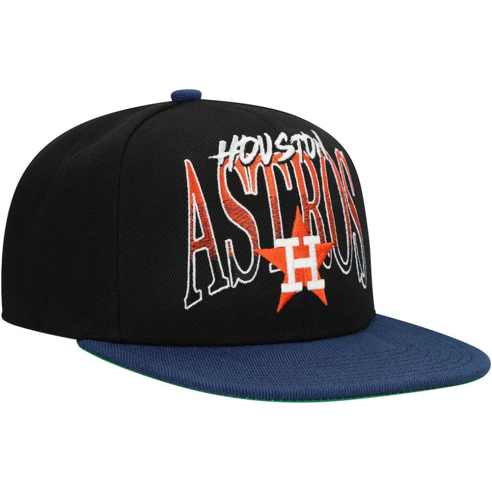 Houston Astros Rise Up Snapback Hat Black | Mitchell & Ness